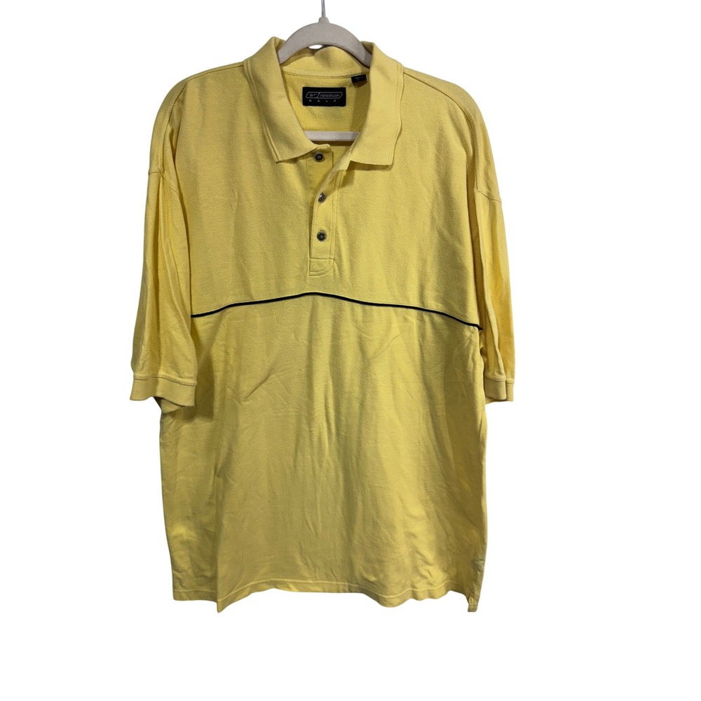 Reebok XL Yellow Polo Shirt Men's Golf Short Sleeve